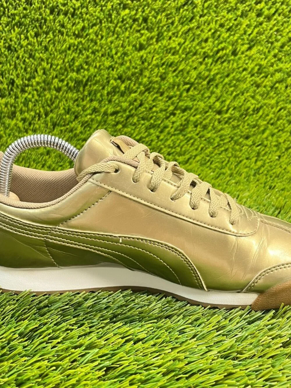 Puma Roma Patent Ano Gold Boys Size‎ 7Y Athletic Walking Leather Shoes Sneakers
